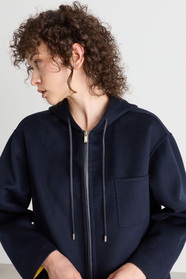Caban à capuche en drap double - BLEU - Intrend - 3