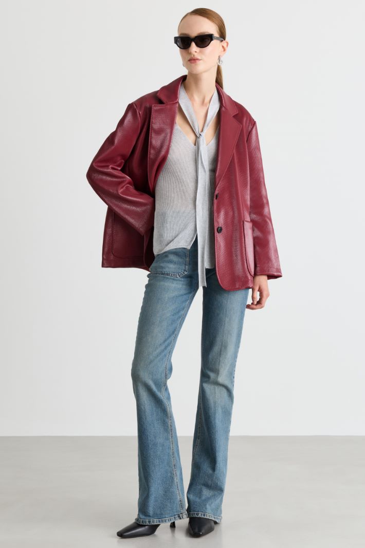 Glossy-finish blazer - RED - Intrend