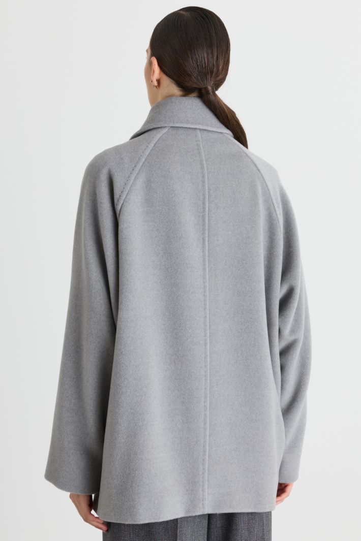 Short double-breasted beaver wool coat - GREY - Intrend - 4