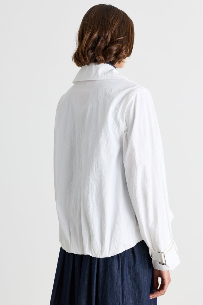 Short double-breasted wool coat with removable sleeves - WHITE - Intrend - 5