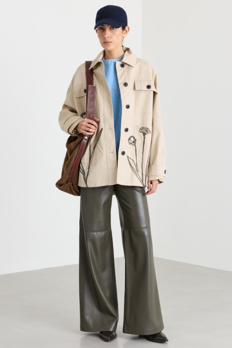 Embroidered gabardine jacket - Intrend