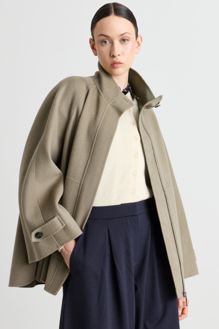 Veste coupe trapèze en laine double face - VERT - Intrend - 2
