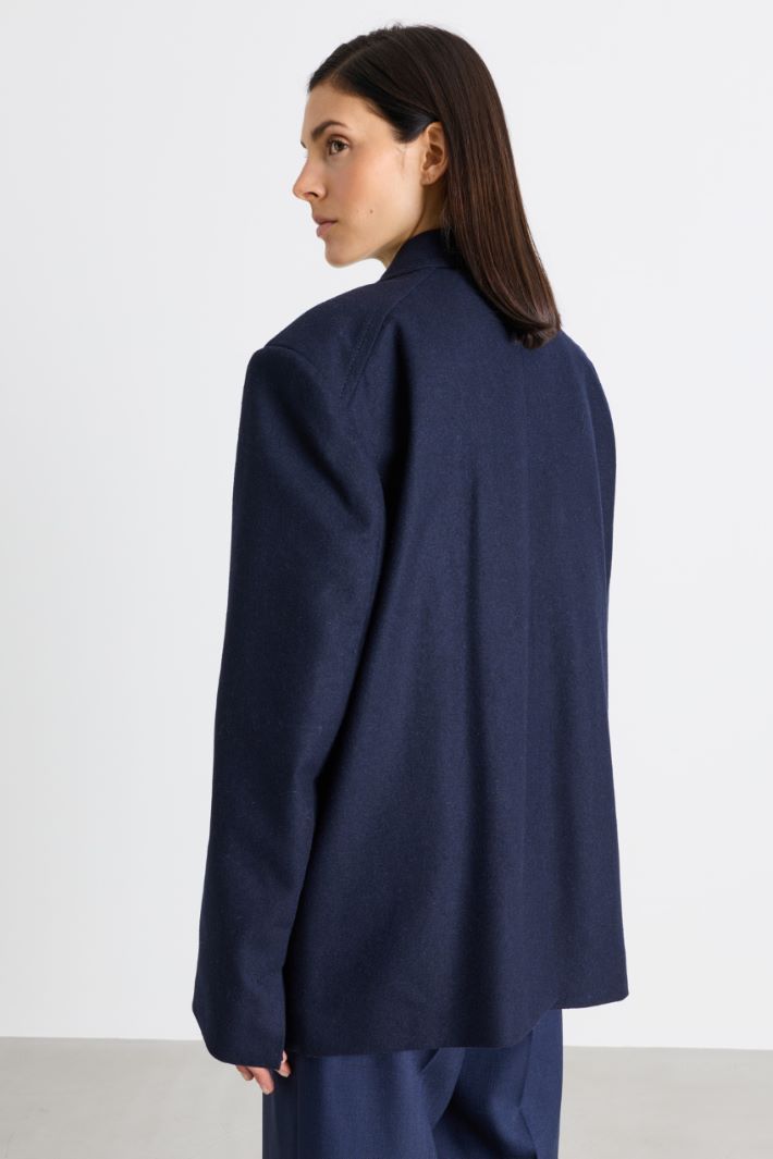 Blazer croisé en drap de laine - BLEU - Intrend - 4