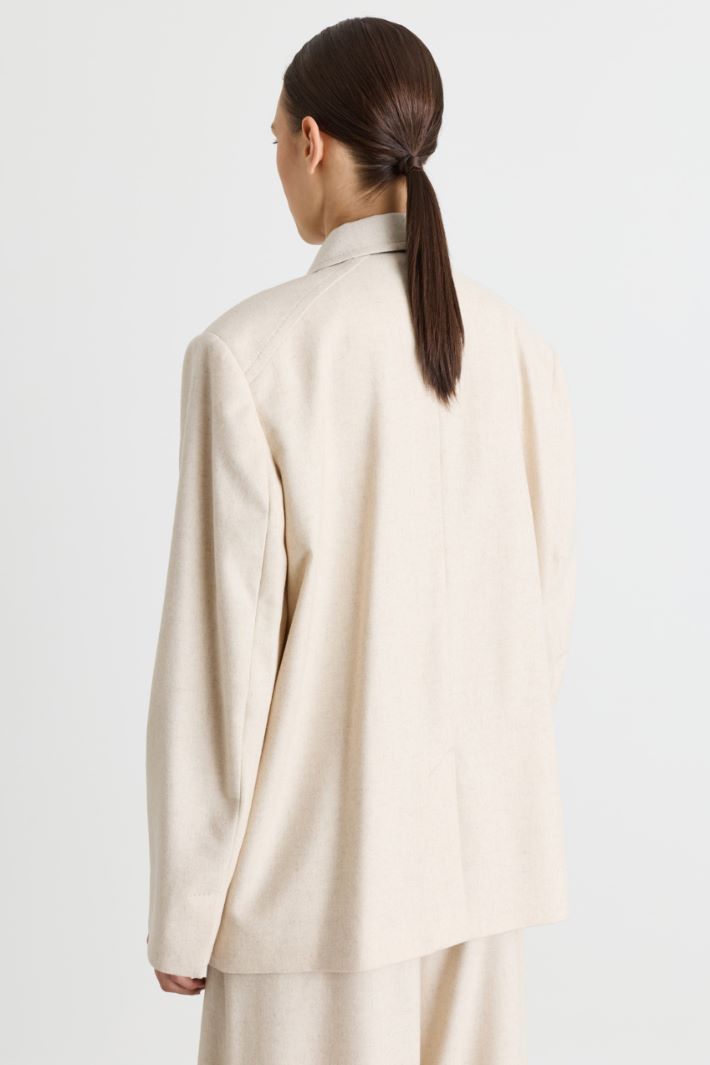 Blazer croisé en drap de laine - BEIGE - Intrend - 4