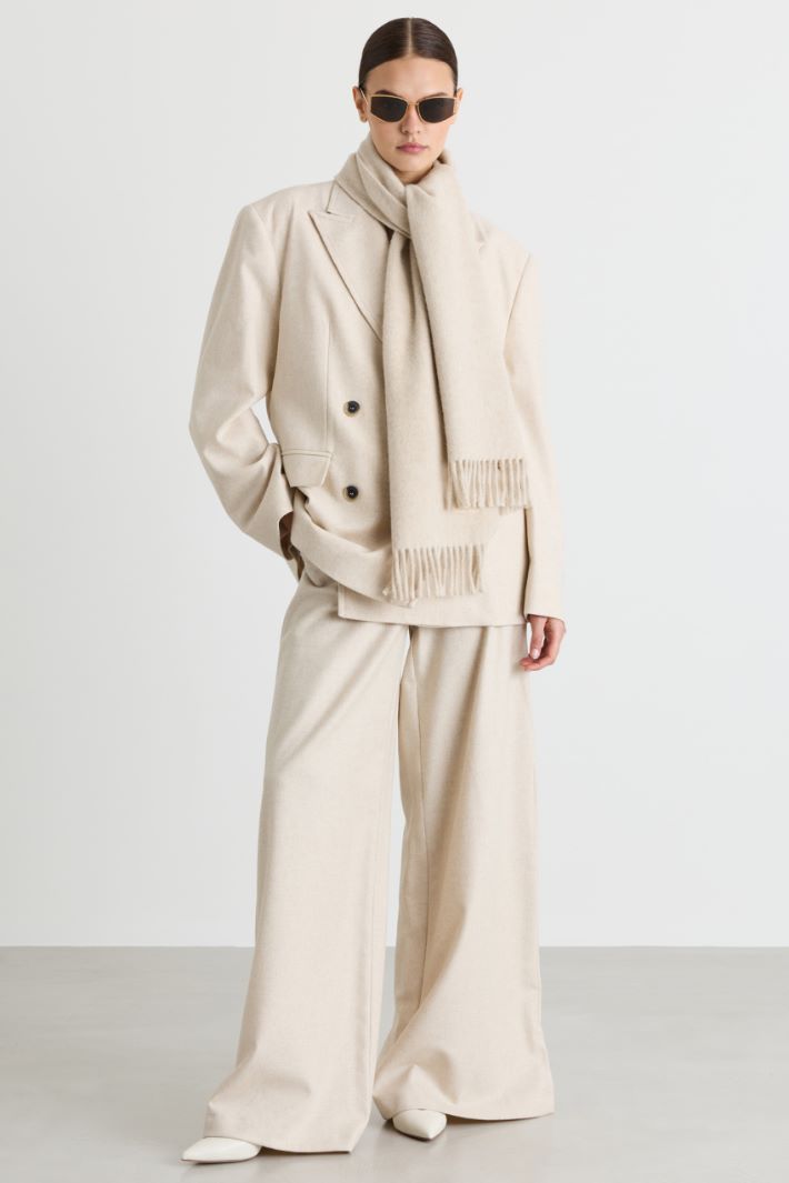 Blazer croisé en drap de laine - BEIGE - Intrend