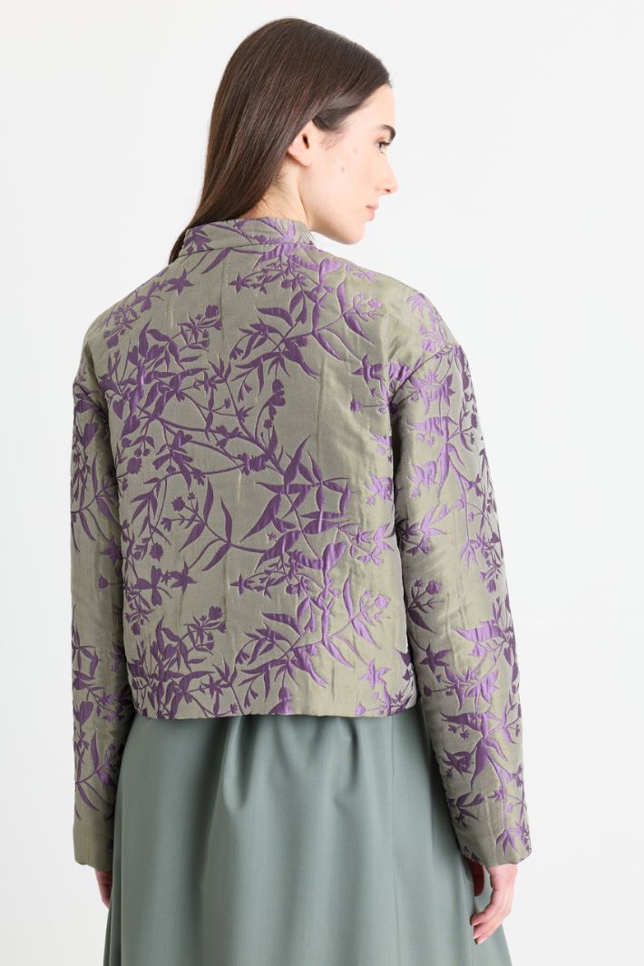 Veste jacquard matelassé - VERT VIOLET - Intrend - 4