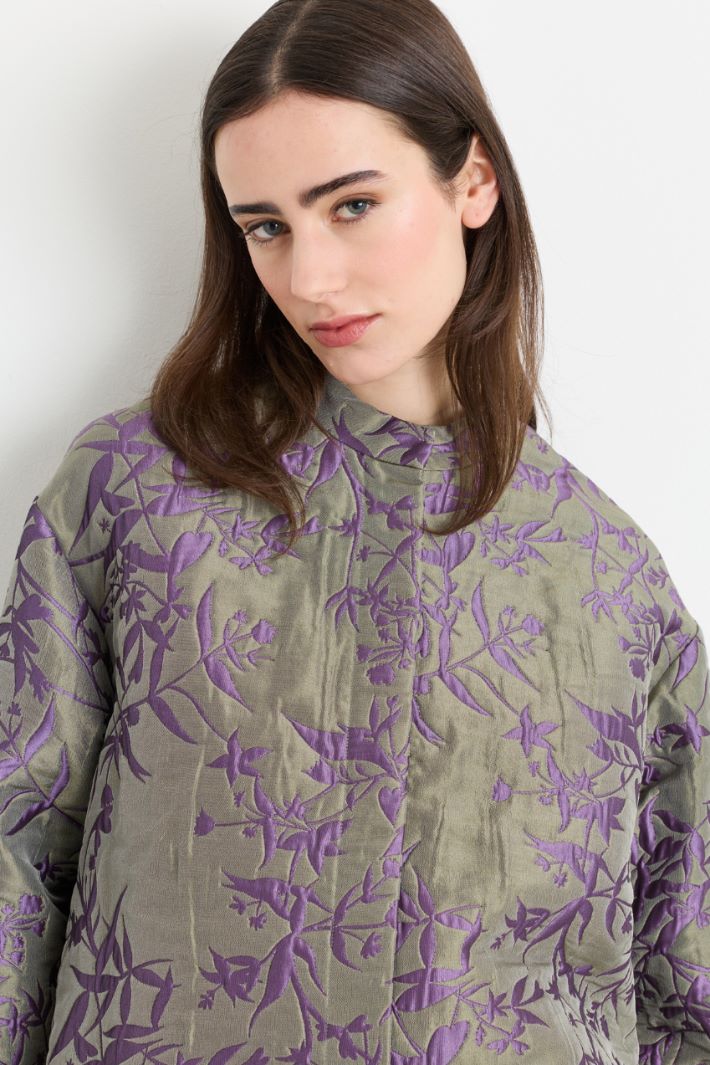 Veste jacquard matelassé - VERT VIOLET - Intrend - 3