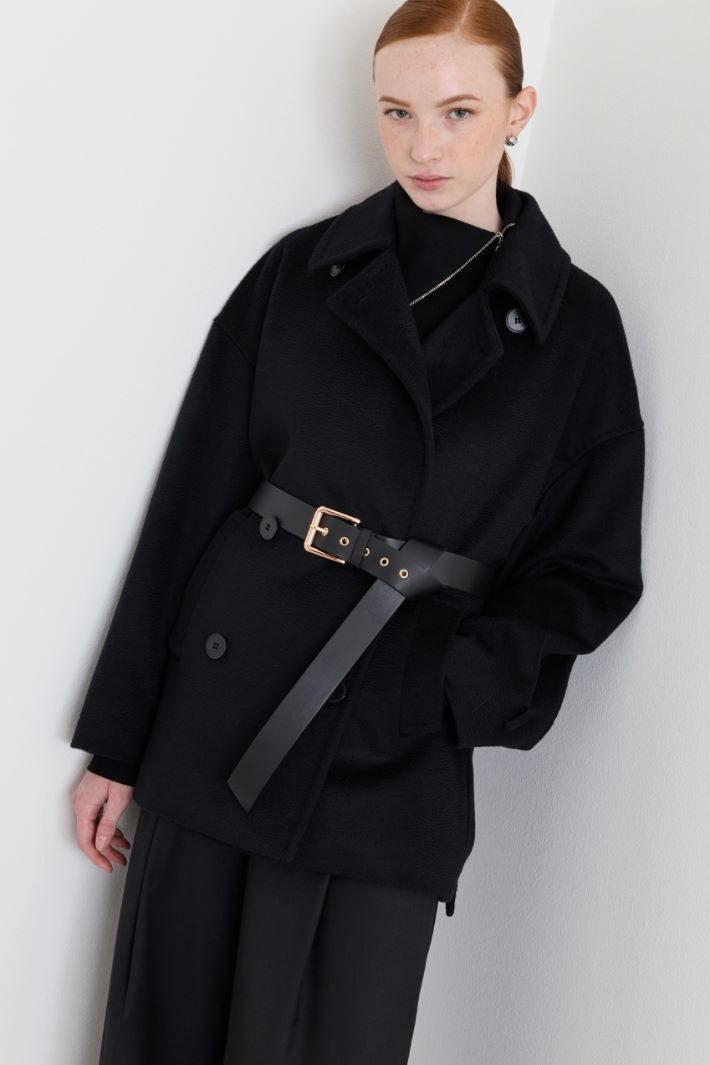Caban à double boutonnage en drap - NOIR - Intrend - 2