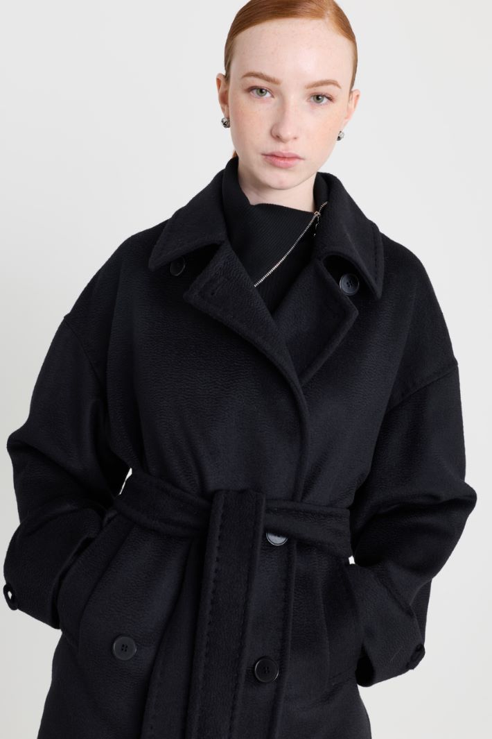 Caban à double boutonnage en drap - NOIR - Intrend - 3