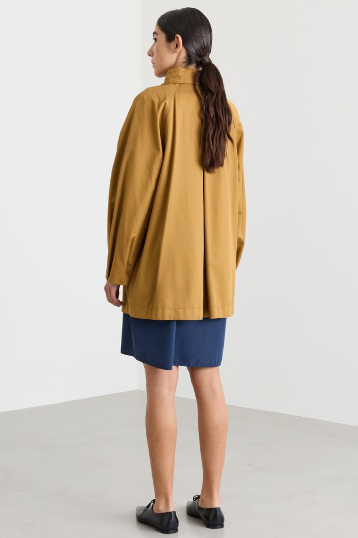 Short Gabardine Trench Coat - BROWN - Intrend - 4