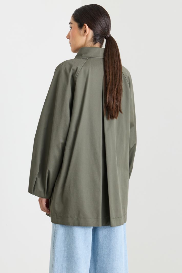 Short Gabardine Trench Coat - GREEN - Intrend - 4