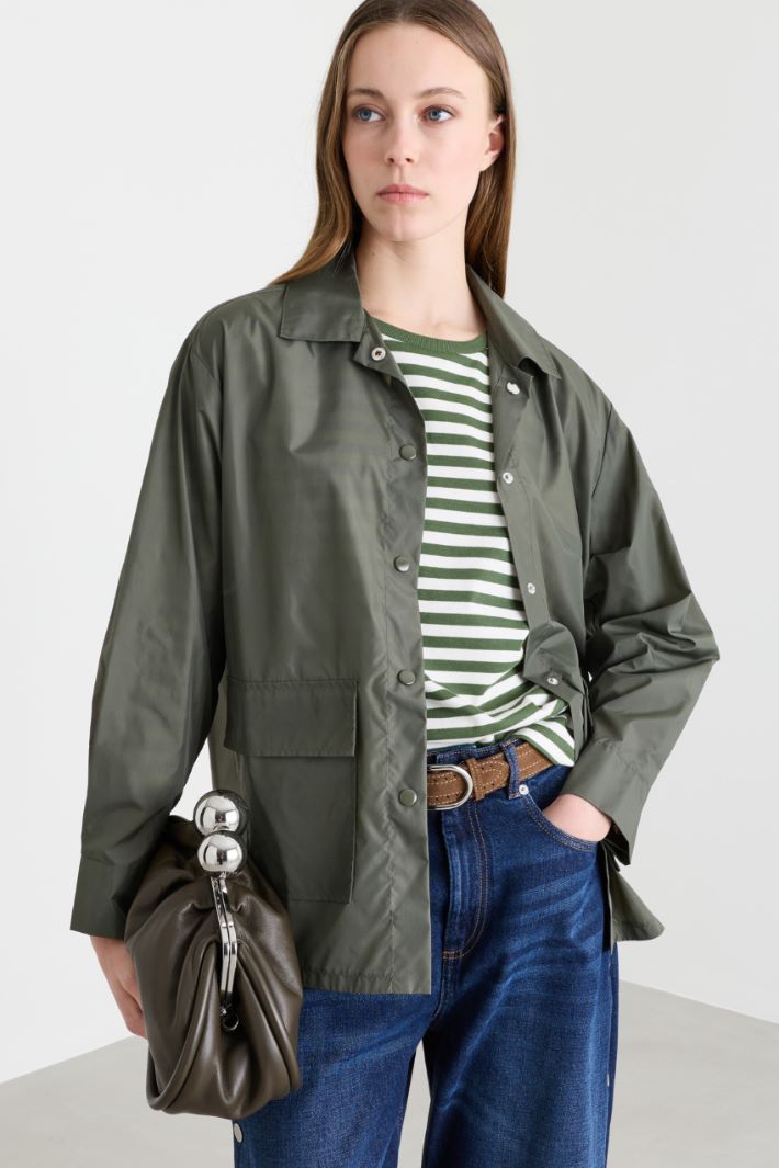 Shirt jacket with oversized pockets - GREEN - Intrend - 2