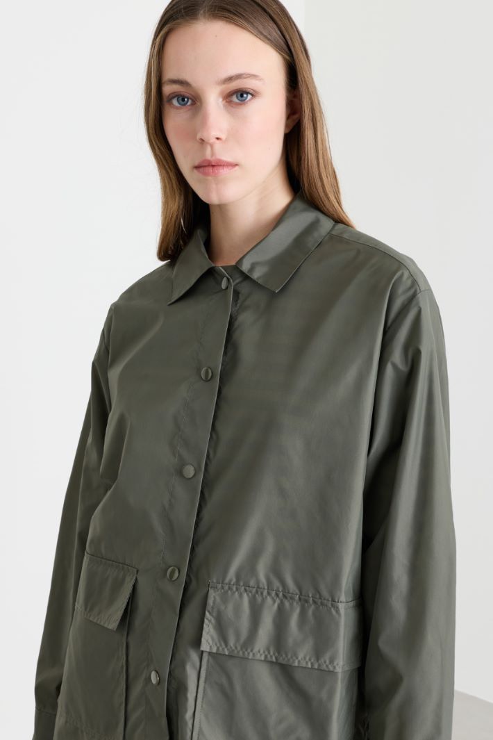 Shirt jacket with oversized pockets - GREEN - Intrend - 3