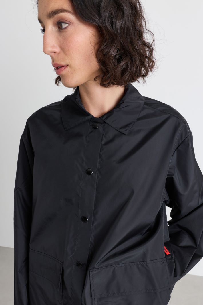 Shirt jacket with oversized pockets - BLACK - Intrend - 3