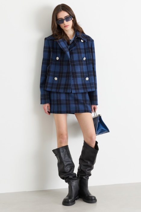 Marinière short double-breasted wool coat in double cloth - Intrend