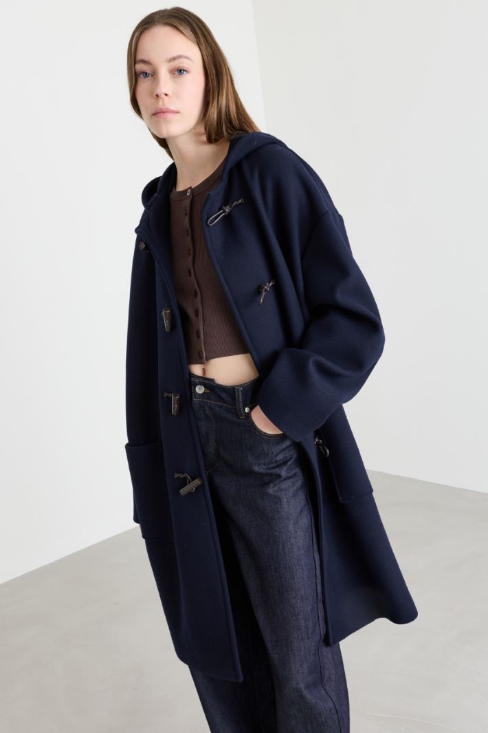Montgomery en drap de laine mélangée - BLEU - Intrend - 2