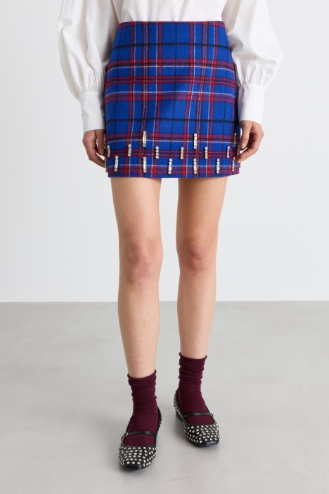Minigonna tartan con strass