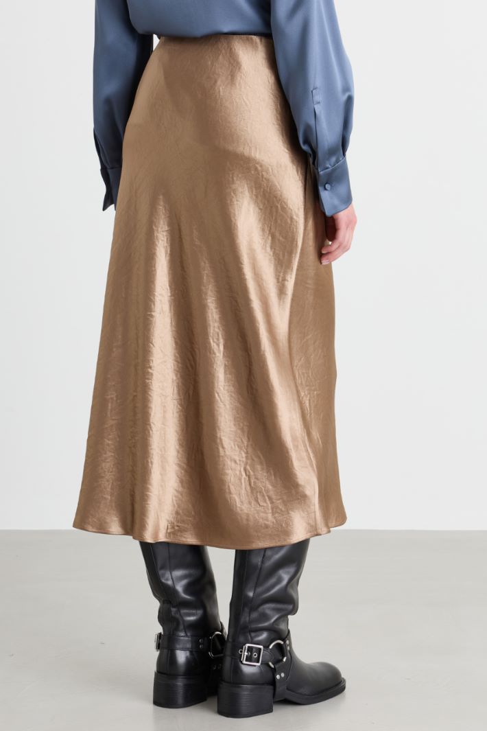 Satin midi skirt - BEIGE - Intrend - 4