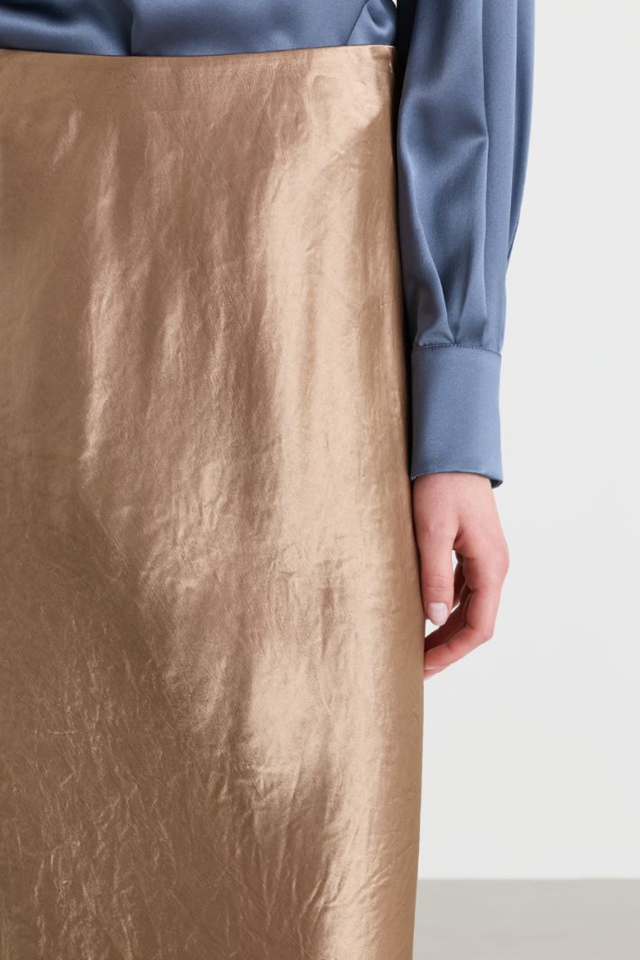 Satin midi skirt - BEIGE - Intrend - 3