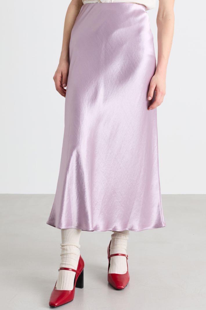 Satin midi skirt - LILAC - Intrend - 2
