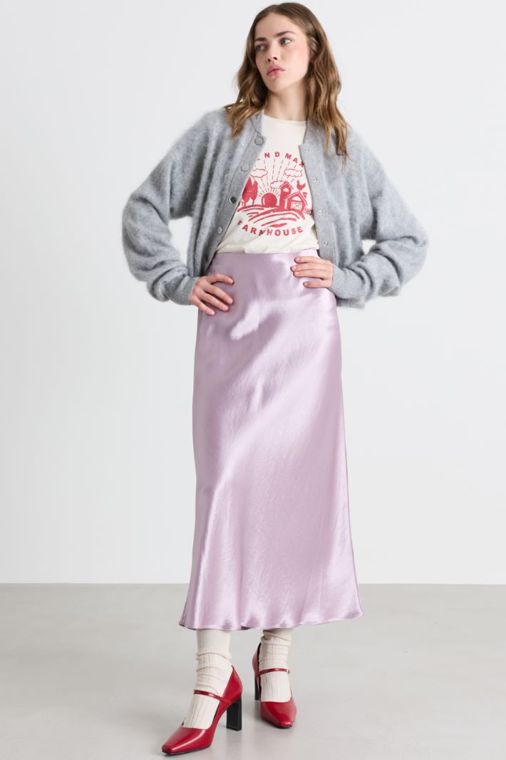 Satin midi skirt - LILAC - Intrend
