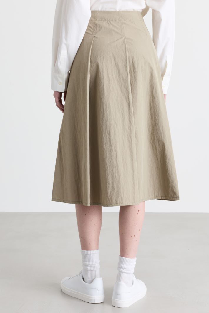 Belted Pleated Skirt - GREEN - Intrend - 4