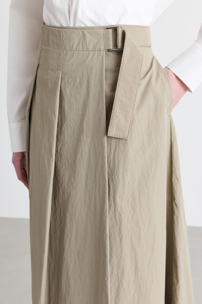 Belted Pleated Skirt - GREEN - Intrend - 3