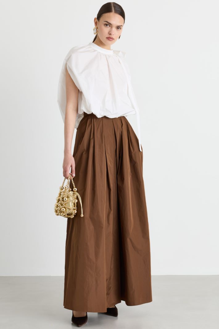 Long taffeta skirt - BROWN - Intrend