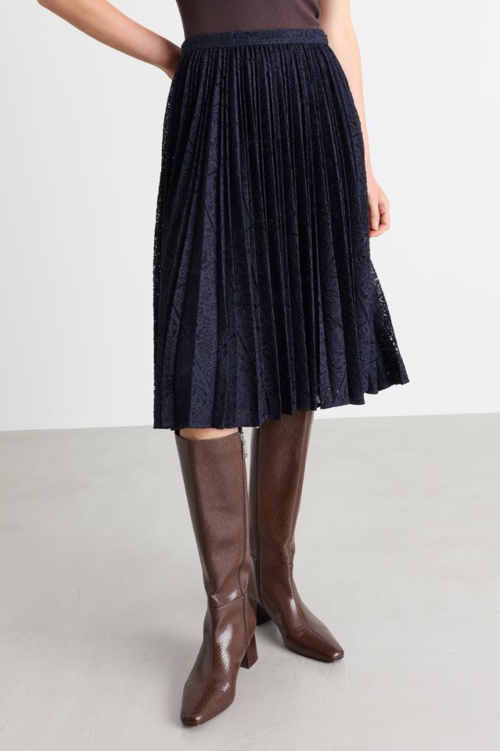 Gonna plissè in pizzo - BLU - Intrend - 2