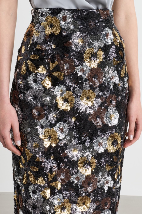 Gonna pencil in tulle con paillettes