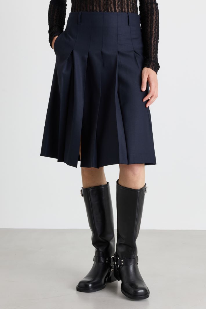 Pleated midi skirt - BLUE - Intrend - 2
