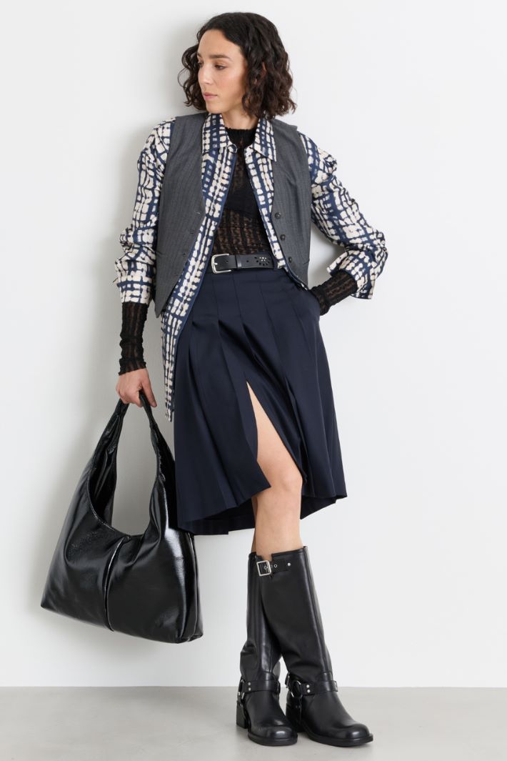 Pleated midi skirt - BLUE - Intrend