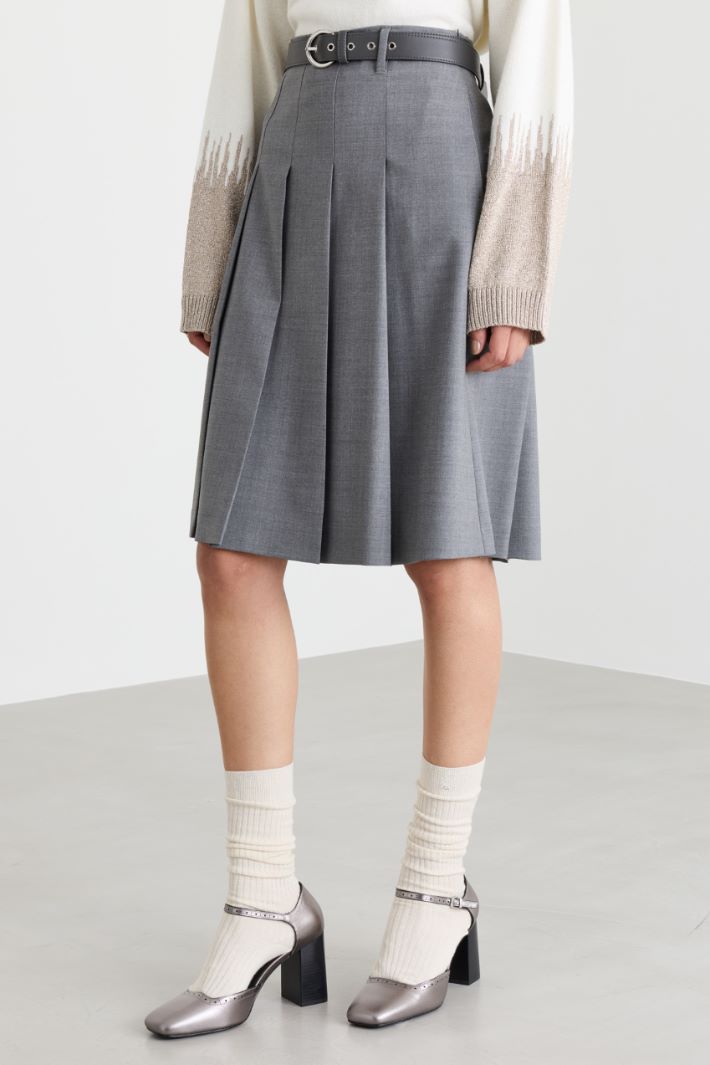 Jupe midi plissée - GRIS - Intrend - 2