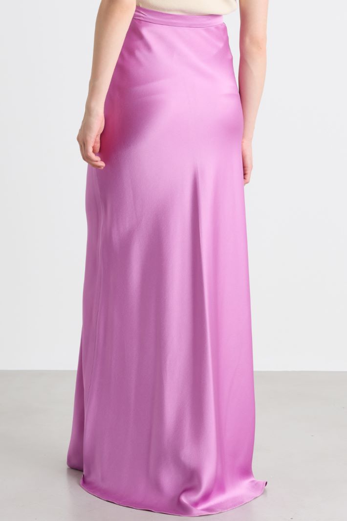 Long matte satin skirt - PINK - Intrend - 4