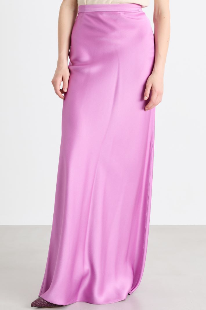 Long matte satin skirt - PINK - Intrend - 2