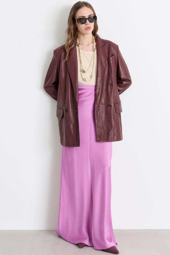 Long matte satin skirt - PINK - Intrend
