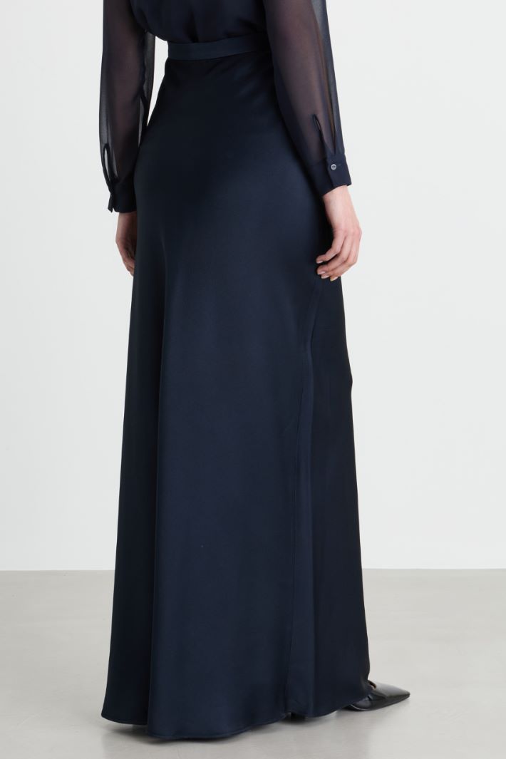Long matte satin skirt - BLUE - Intrend - 4