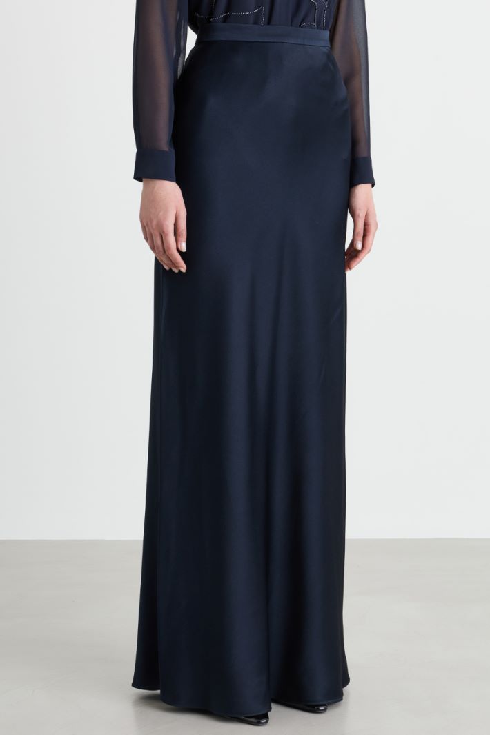 Long matte satin skirt - BLUE - Intrend - 2