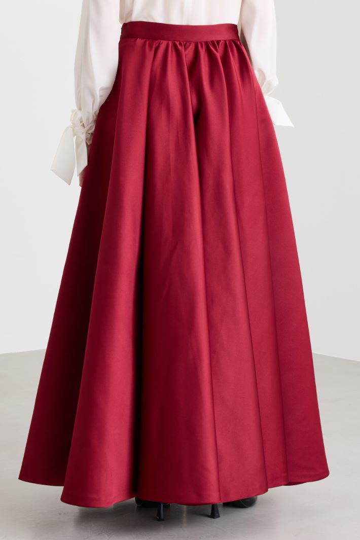 Satin Flared Skirt - RED - Intrend - 4