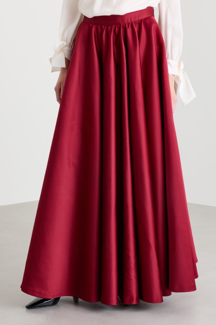 Satin Flared Skirt - RED - Intrend - 2
