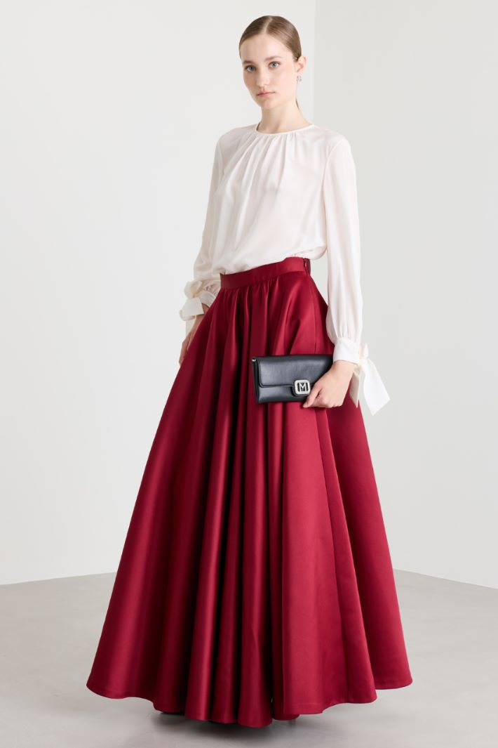Satin Flared Skirt - RED - Intrend