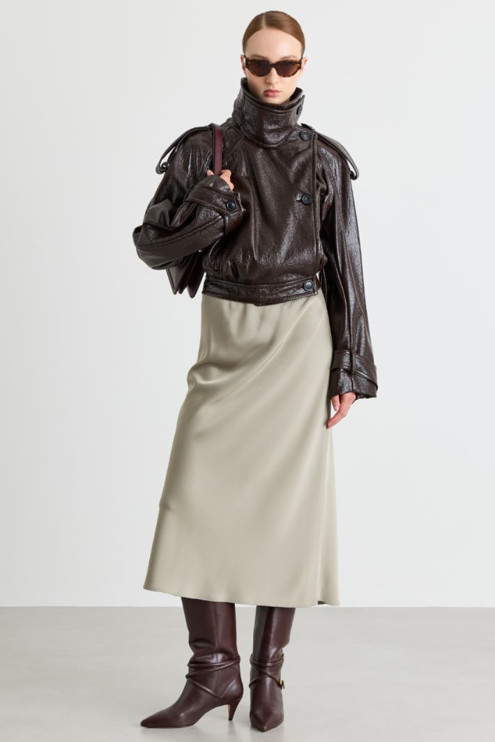 Jupe midi en satin fluide - VERT - Intrend