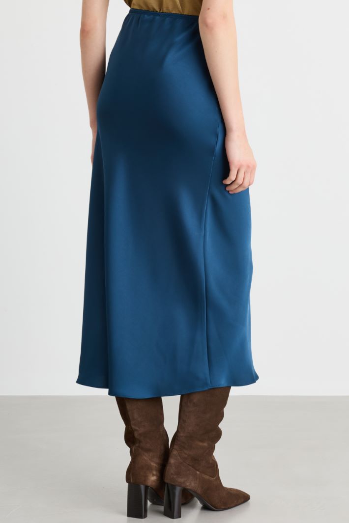 Jupe midi en satin fluide - BLEU - Intrend - 4