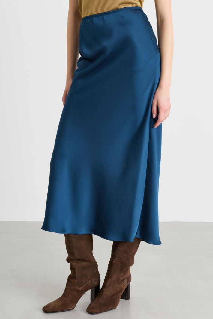 Jupe midi en satin fluide - BLEU - Intrend - 2