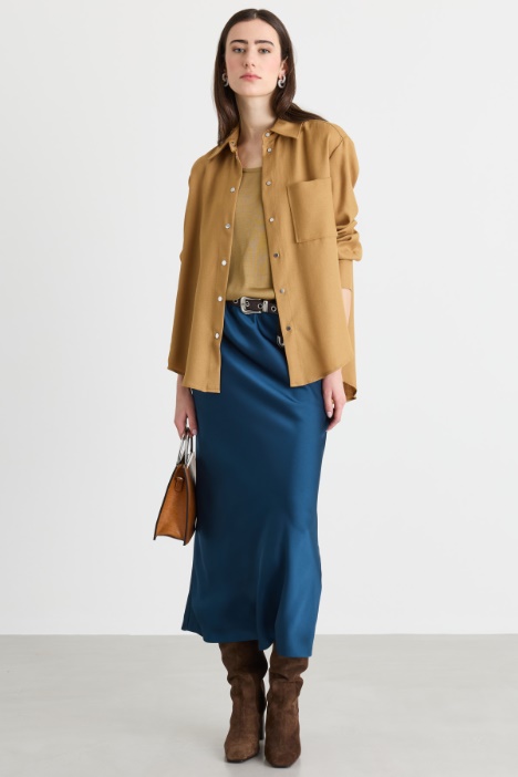 Flowing satin midi skirt - Intrend