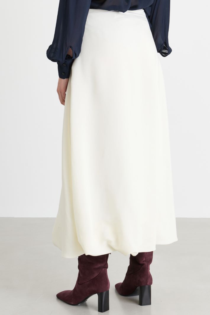 Balloon skirt in fluid canvas - WHITE - Intrend - 4