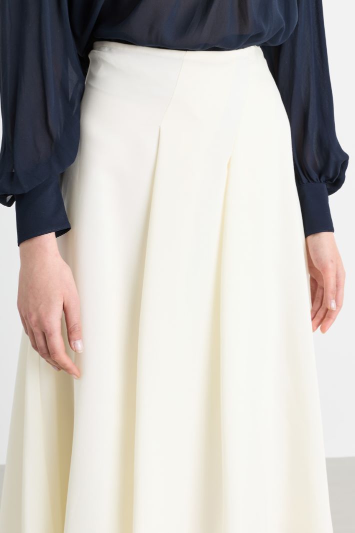 Balloon skirt in fluid canvas - WHITE - Intrend - 3