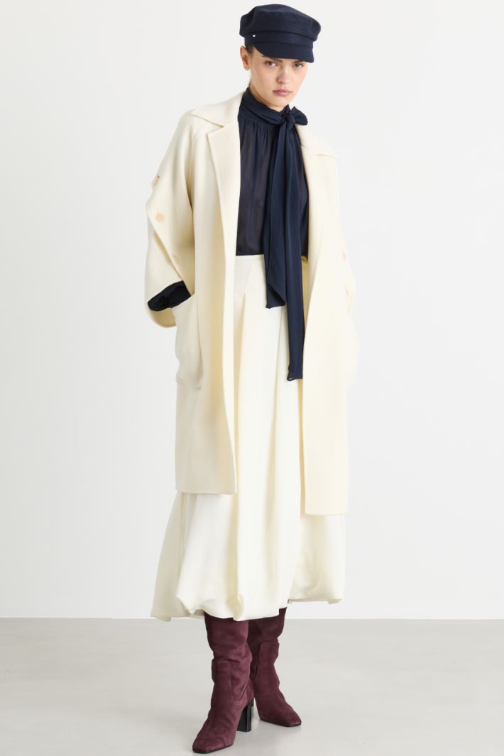 Balloon skirt in fluid canvas - WHITE - Intrend