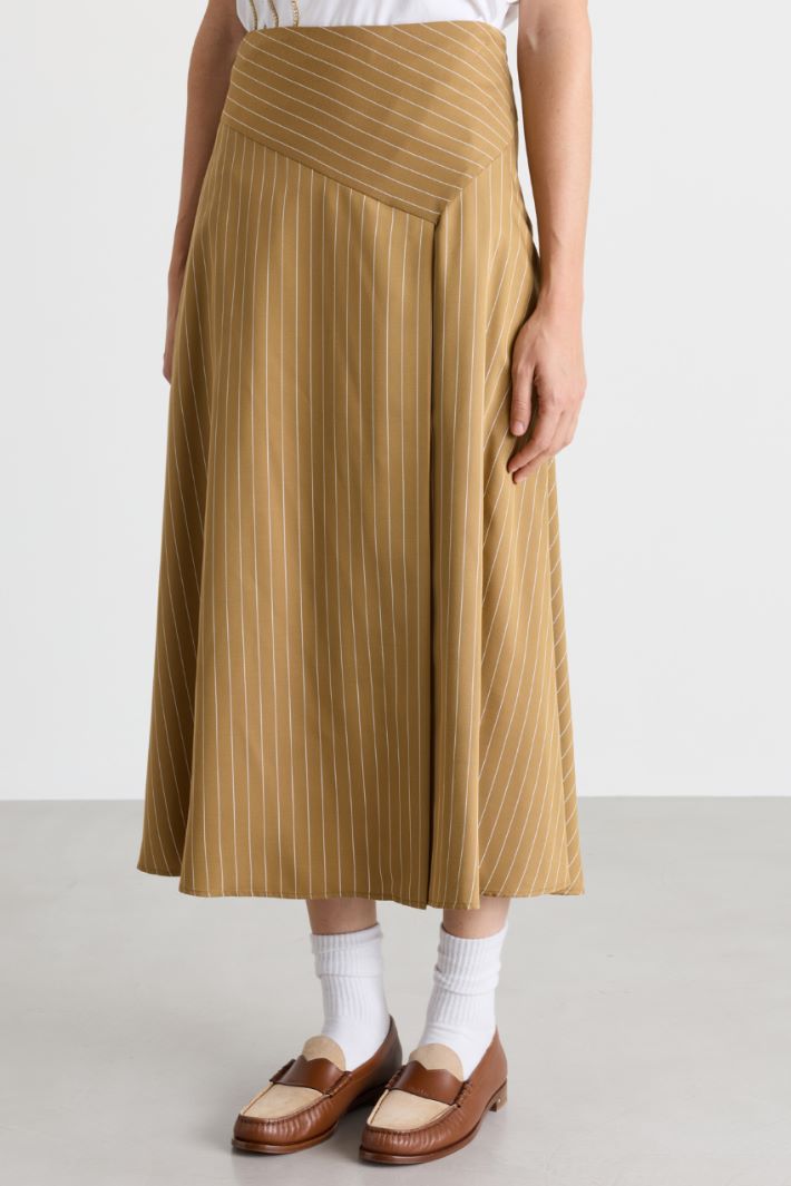 Nadelstreifenrock aus fließendem Twill - KAMEL - Intrend - 2