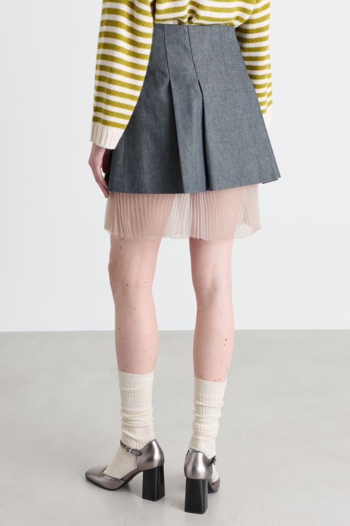 Double-hem denim miniskirt - BLUE - Intrend - 4